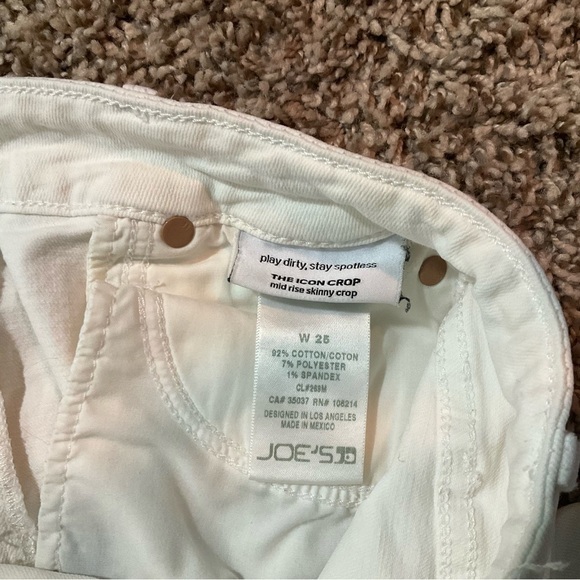 Joe’s Jeans The Icon Crop Mid Rise Skinny Crop Jeans White Sz 25 Ankle - Picture 6 of 13